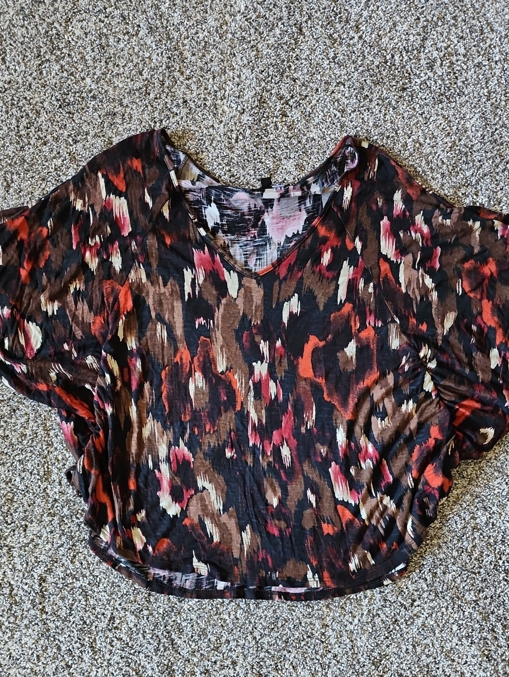 Women’s V-Neck Animal Print Top in Brown and Black